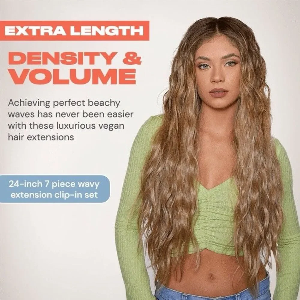 Insert Name Here INH 7pcs WAVY HONEY Clip-in Hair Extensions 24'' NEW Sealed